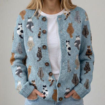 Flora | Gemütlicher Katzenmuster-Cardigan