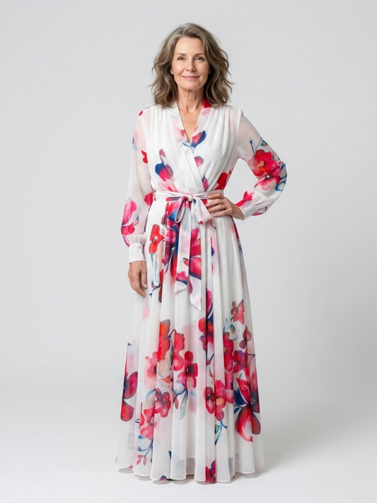 Lillian | Blumiges Maxikleid mit langen Ärmeln