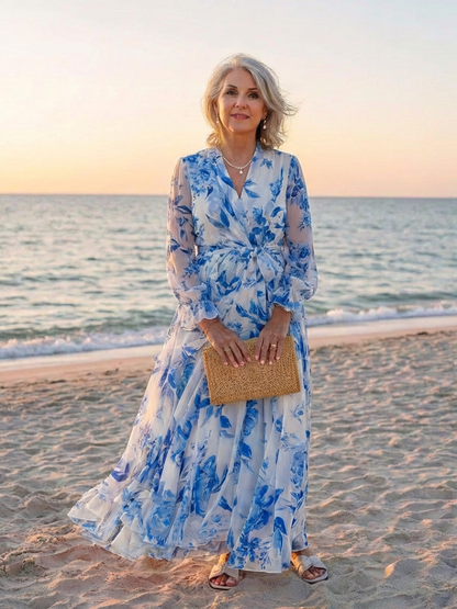 Lillian | Blumiges Maxikleid mit langen Ärmeln