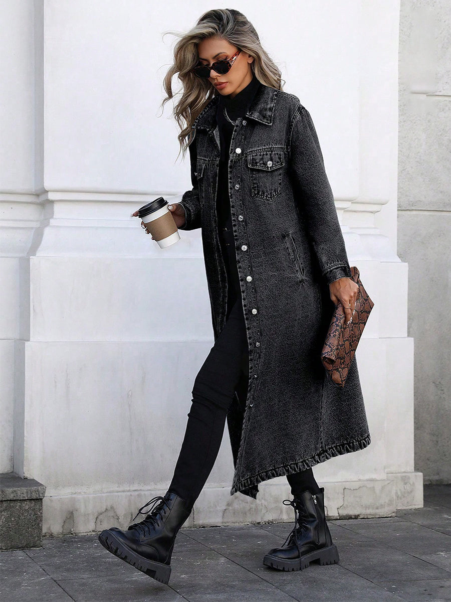 Maya | Stylische Lange Jeansjacke