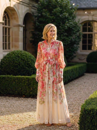 Cressida | Florales Maxikleid mit langen Ärmeln